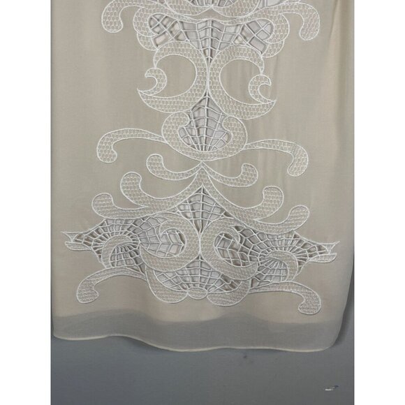 Ark & Co Floral Lace Cutout Dress M Cream Sheath Old Money Retro Classic Chic - Picture 12 of 15